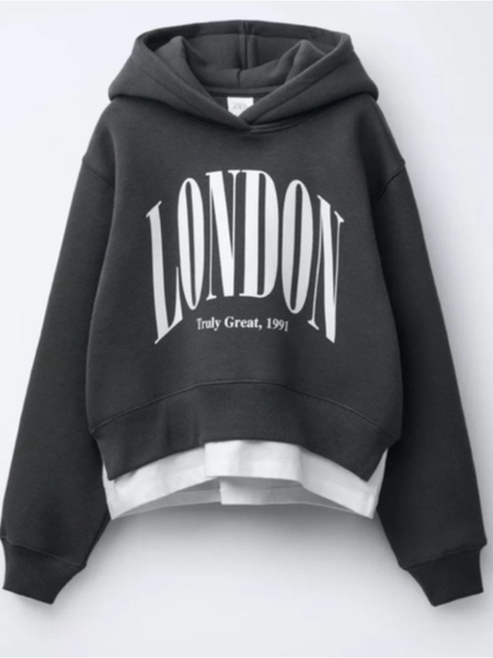 Zara Black "London" Graphic Hoodie